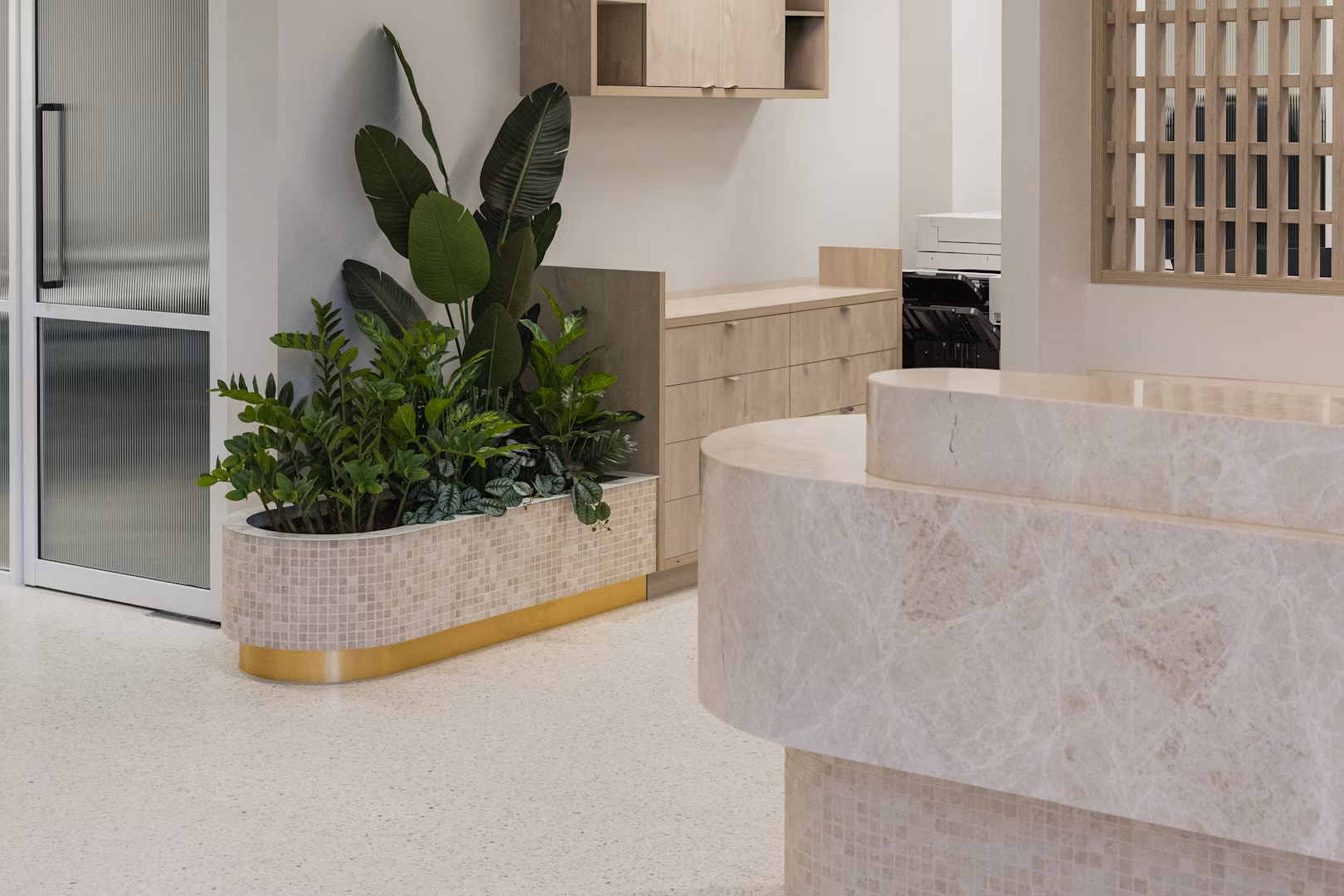 stone curved benchtop